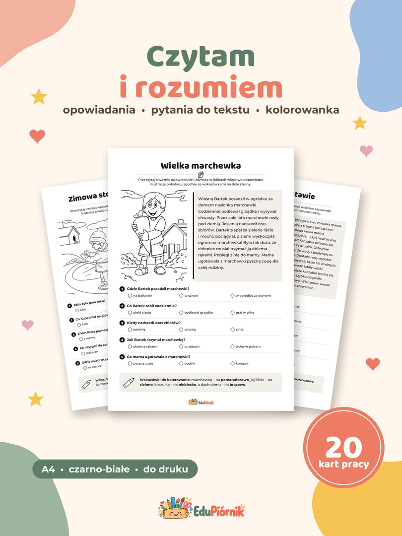 Czytam i rozumiem - opowiadania z kolorowanką