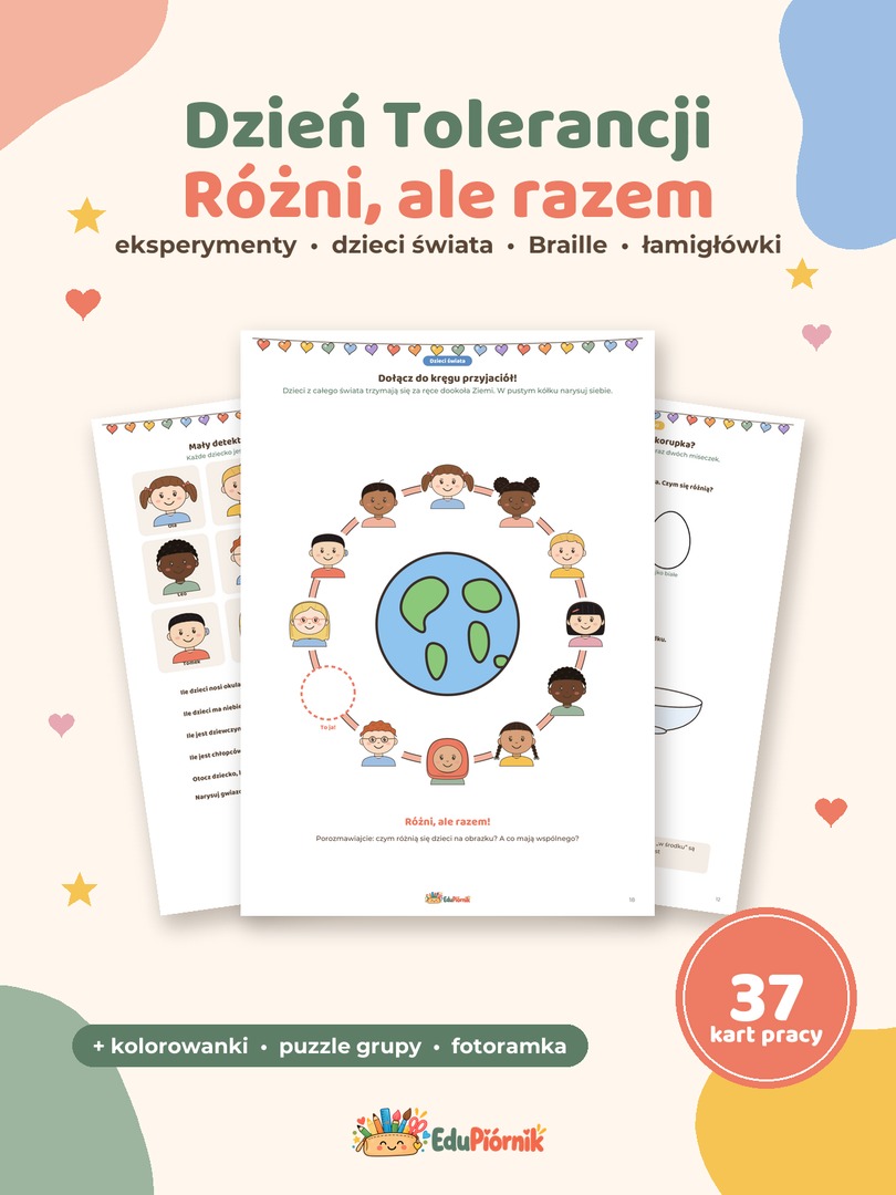 Dzień Tolerancji - karty pracy i prace plastyczne