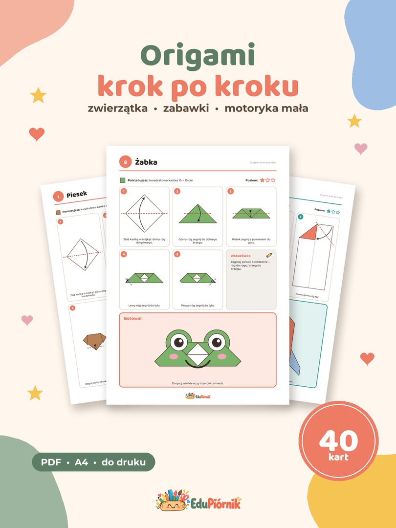 Origami krok po kroku - 40 kart dla dzieci
