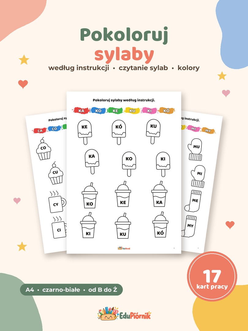 Pokoloruj sylaby według instrukcji