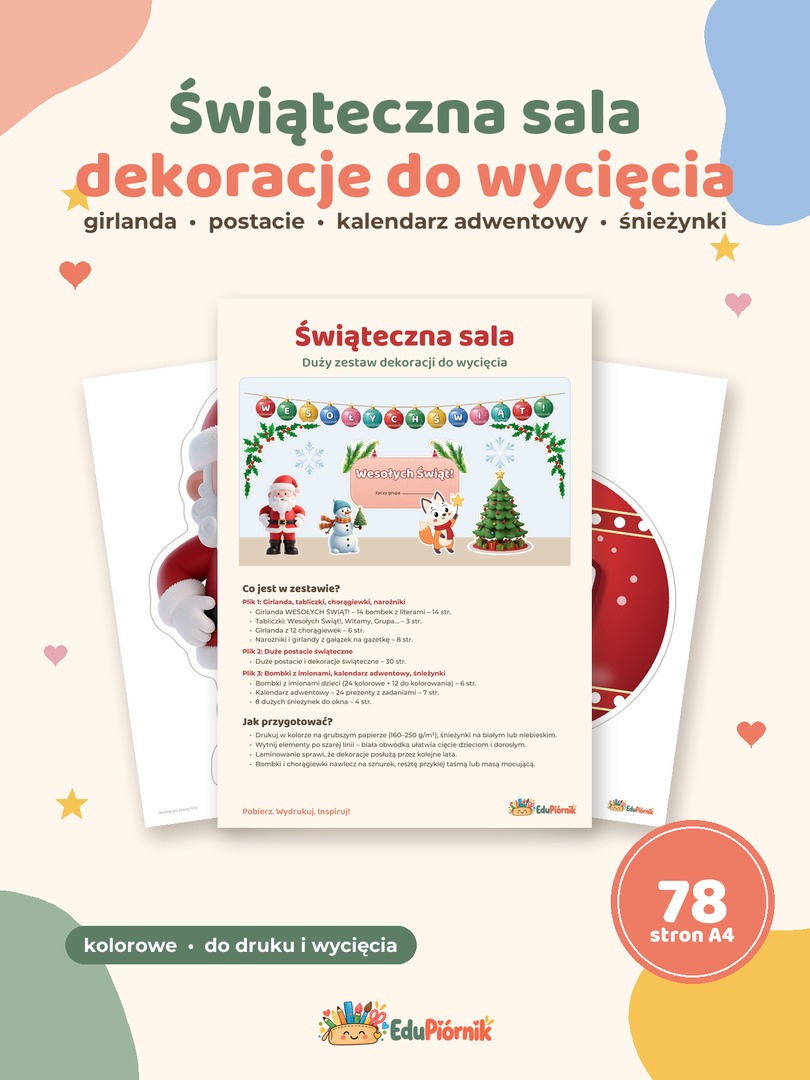 Świąteczna sala - duży zestaw dekoracji