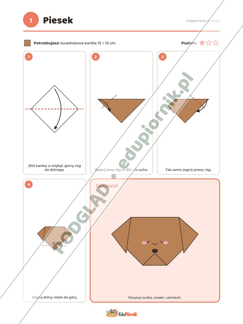 Origami krok po kroku - 40 kart dla dzieci