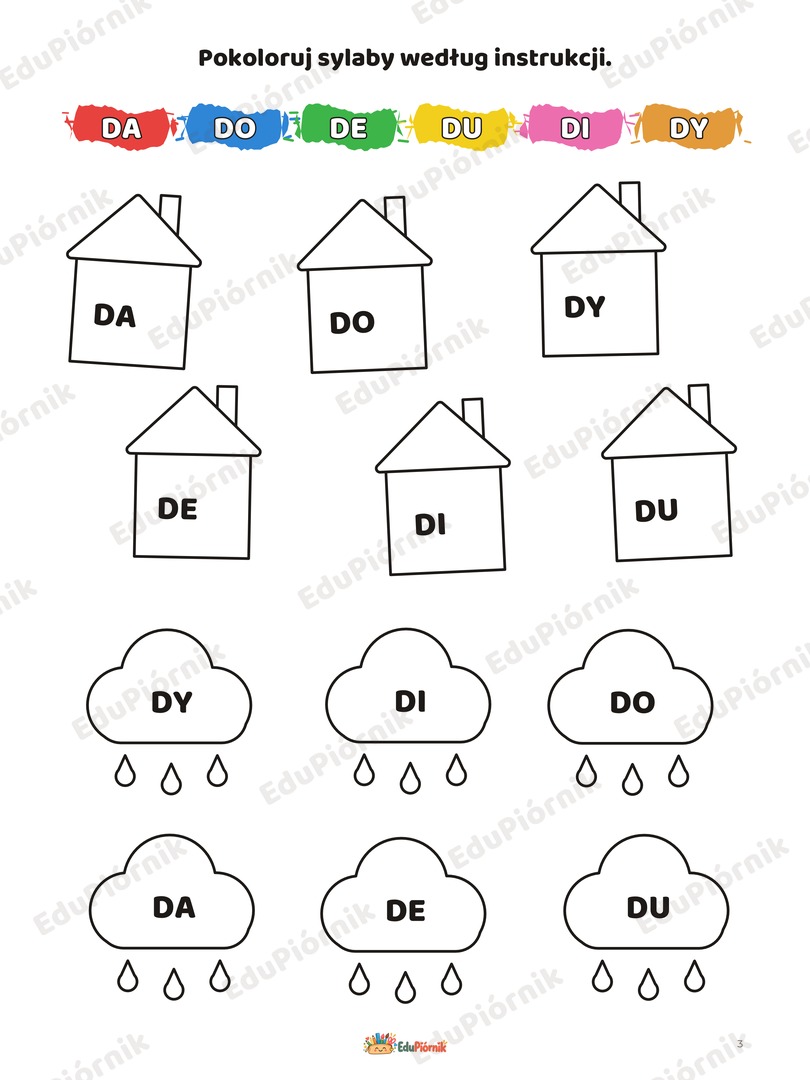 Pokoloruj sylaby według instrukcji